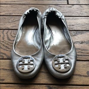 Silver Tory Burch Flats